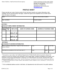 Form CDPH514 Profile Sheet - California