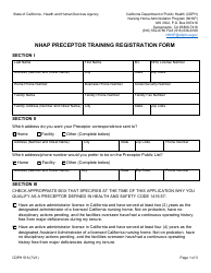 Document preview: Form CDPH516 Nhap Preceptor Training Registration Form - California