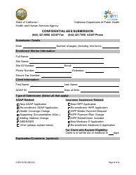 Document preview: Form CDPH8730 Confidential Aes Submission - California