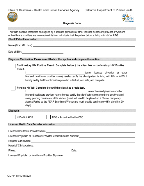 Form CDPH8440  Printable Pdf