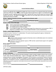 Document preview: Form CDPH8441 Income Verification Affidavit - California