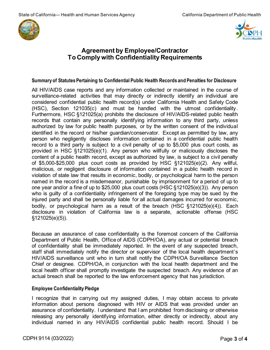 Form CDPH9114 Pharmacy User Training Request - Pre-exposure Prophylaxis Assistance Program - California, Page 3