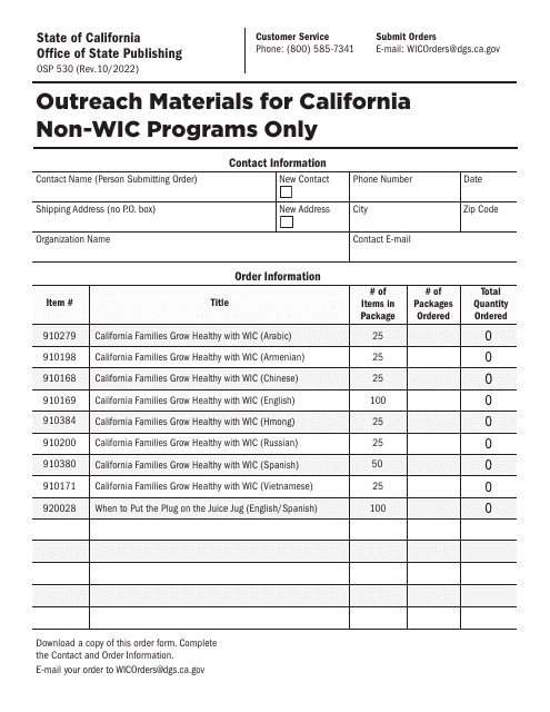 Form OSP530  Printable Pdf