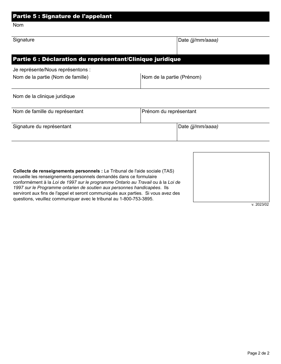 Forme 11 Consentement Et Autorisation - Ontario, Canada (French), Page 2