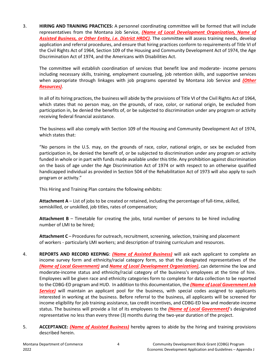 Appendix J Hiring and Training Plan - Community Development Block Grant (Cdbg) Program - Montana, Page 4