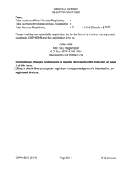 Form CDPH8240 General License Registration Form - California, Page 2