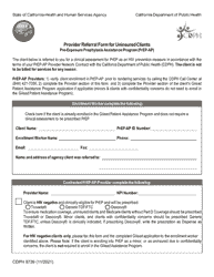 Form CDPH8739 Provider Referral Form for Uninsured Clients - Pre-exposure Prophylaxis Assistance Program (Prep-Ap) - California