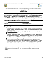 Form CDPH8740 Temporary Access Period (Tap) Request Form - Pre-exposure Prophylaxis Assistance Program (Prep-Ap) - California