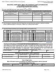 Form CDPH8678 IH Industrial Hemp Enrollment and Oversight (Iheo) Authorization for Cosmetics Manufacturers - California