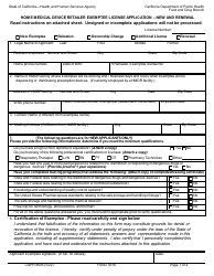 Form CDPH8695 Home Medical Device Retailer Exemptee License Application - New and Renewal - California