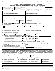 Document preview: Form CDPH8676 Pet Food Processor Registration Application - California