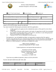 Document preview: Form CDPH8601 Service Request Application - Retail Food Program - California