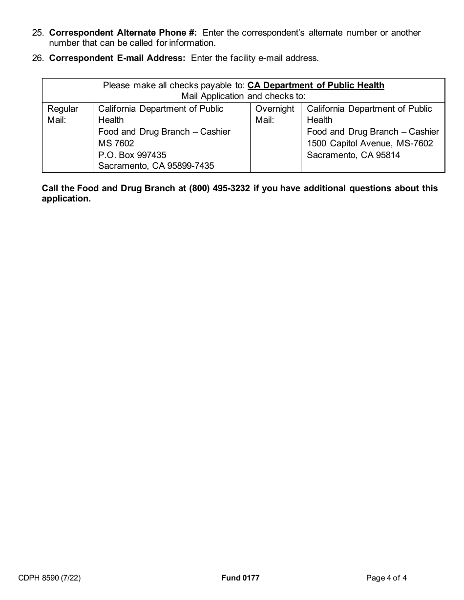 Form CDPH8590 Bottled Water Distributor License Application - California, Page 4