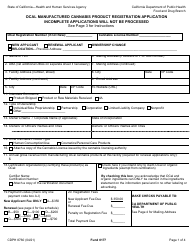 Form CDPH8760 Ocal Manufactured Cannabis Product Certification Application - California