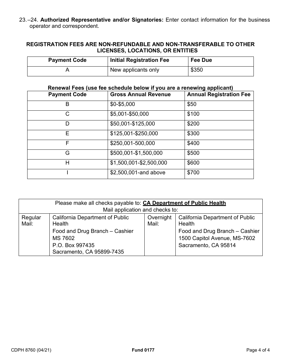 Form CDPH8760 Ocal Manufactured Cannabis Product Certification Application - California, Page 4
