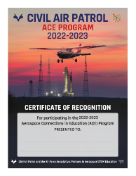 Document preview: Certificate of Recognition for Participating in the Aerospace Connections in Education (Ace) Program, 2023