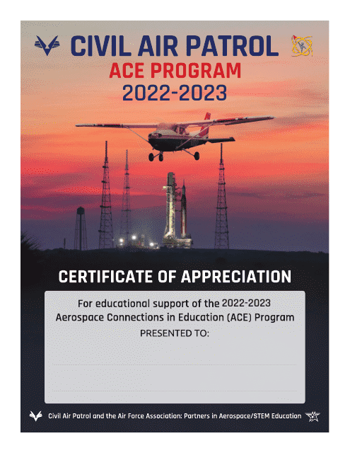 Certificate of Appreciation for Educational Support of the Aerospace Connections in Education (Ace) Program, 2023