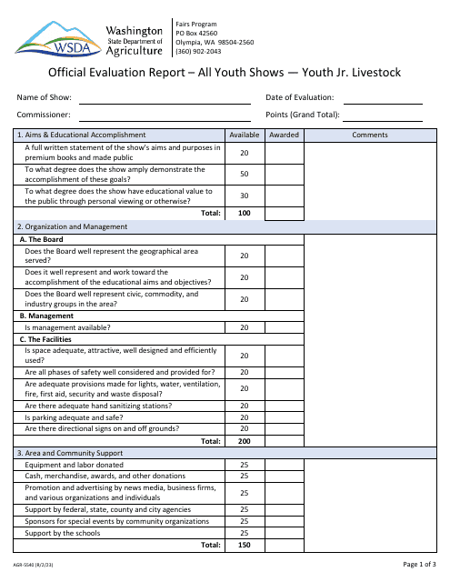 Form AGR-5540  Printable Pdf