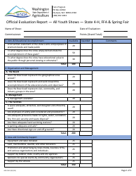 Document preview: Form AGR-5542 Official Evaluation Report - All Youth Shows - State 4-h, Ffa & Spring Fair - Washington