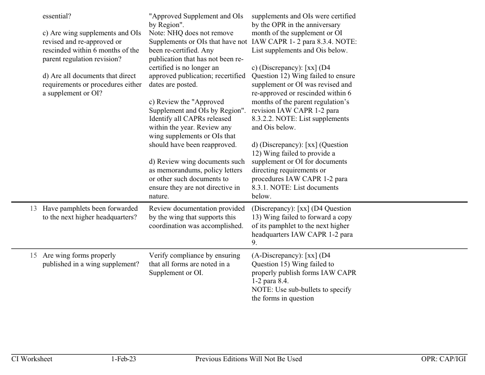 Form D-4 Ci Worksheet - Administration, Page 2