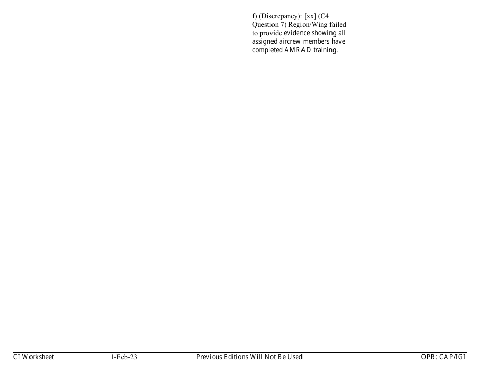 Form C-4 Ci Worksheet - Aircraft Management, Page 13