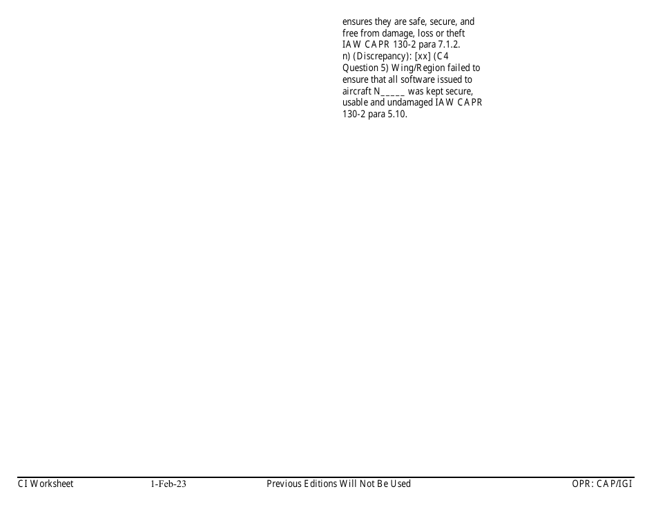 Form C-4 Ci Worksheet - Aircraft Management, Page 8