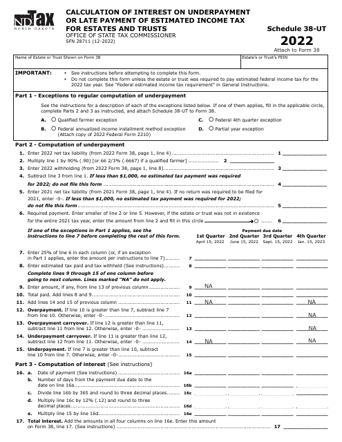Form SFN28711 Schedule 38-UT 2022 Printable Pdf