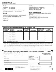 Form ND-1ES (SFN28709) Individual Estimated Tax Payment Voucher - North Dakota, Page 3