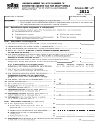 Form SFN28704 Schedule ND-1UT Underpayment or Late Payment of Estimated Income Tax for Individuals - North Dakota