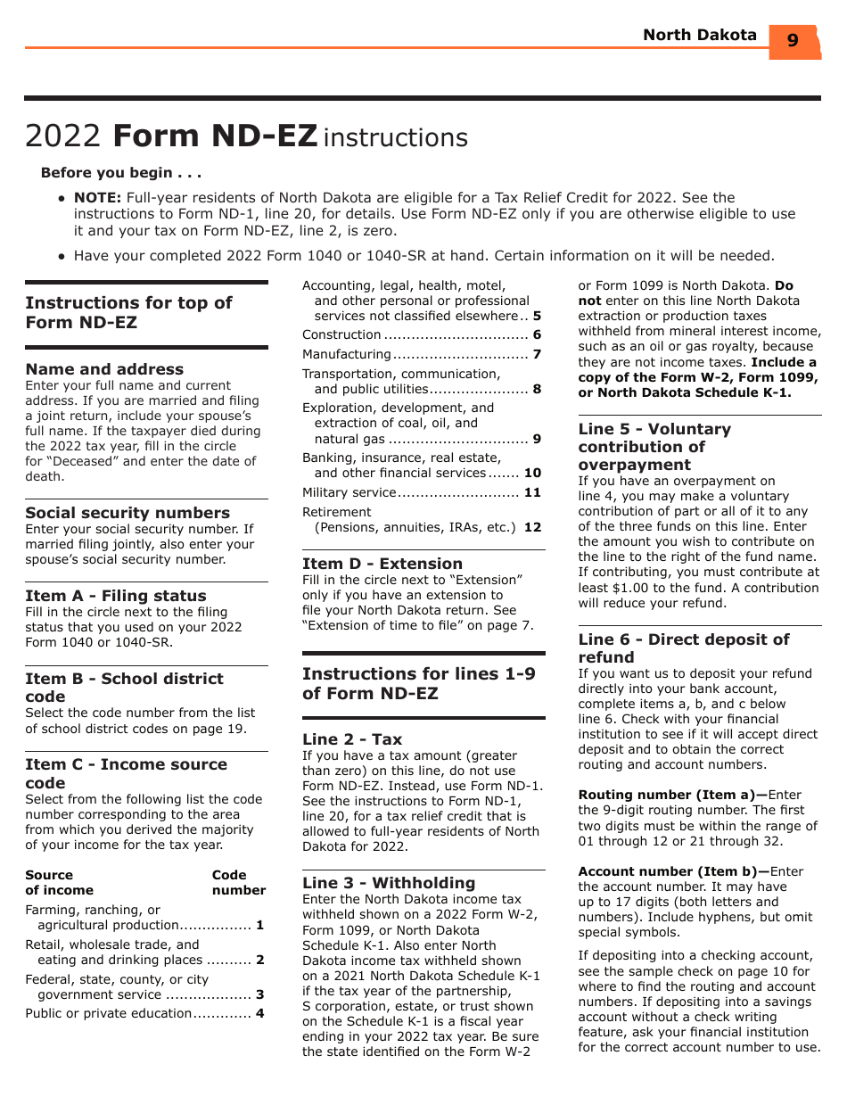 Instructions for Form ND-EZ, SFN28745, ND-1, SFN28702 - North Dakota, Page 11