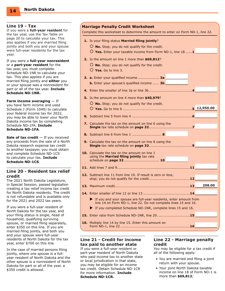 Instructions for Form ND-EZ, SFN28745, ND-1, SFN28702 - North Dakota, Page 16