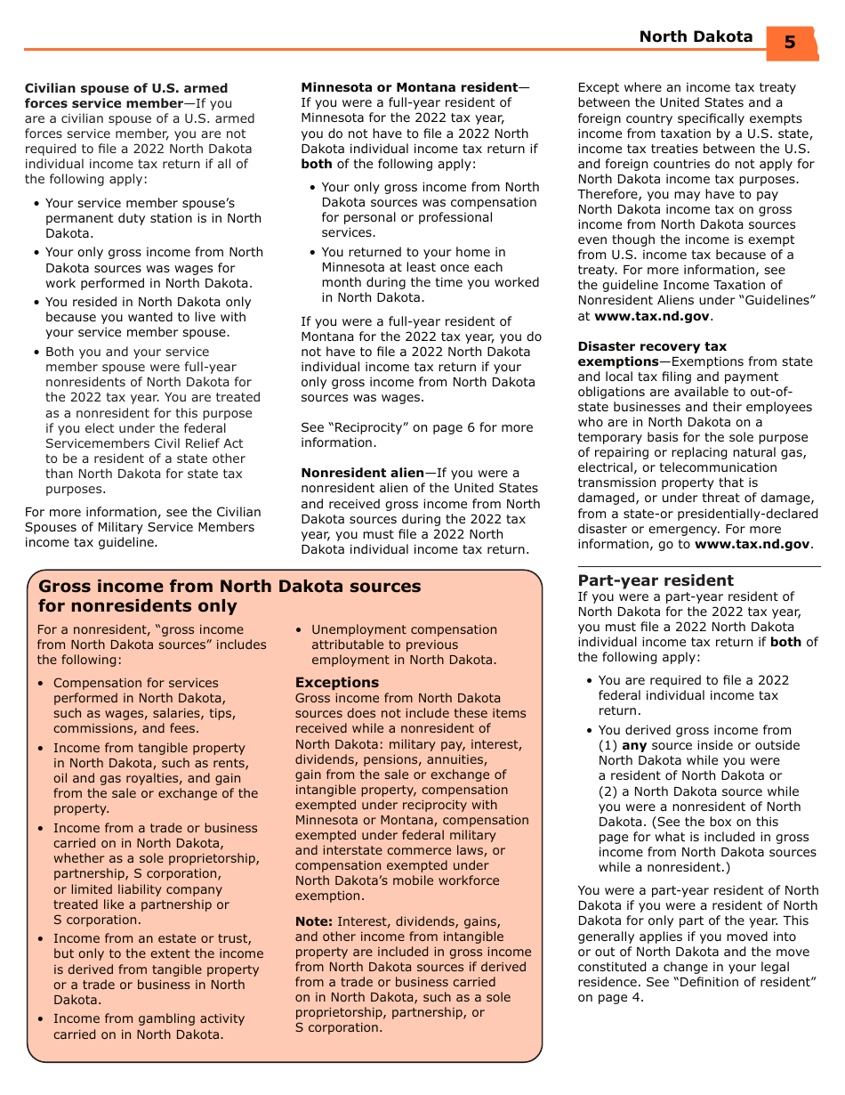 Instructions for Form ND-EZ, SFN28745, ND-1, SFN28702 - North Dakota, Page 7