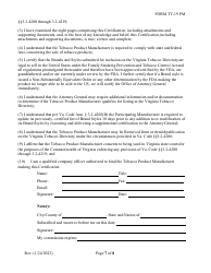 Form TT-19 PM Certification Application for Participating Tobacco Product Manufacturers (Pm) - Virginia, Page 7