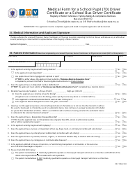 Document preview: Form VSC109 Medical Form for a School Pupil (7d) Driver Certificate or a School Bus Driver Certificate - Massachusetts