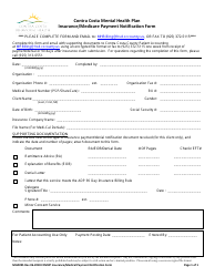 Document preview: Form MHA095 Insurance/Medicare Payment Notification Form - Contra Costa County, California