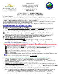 Document preview: Application for Temporary Food Event Permit - Contra Costa County, California