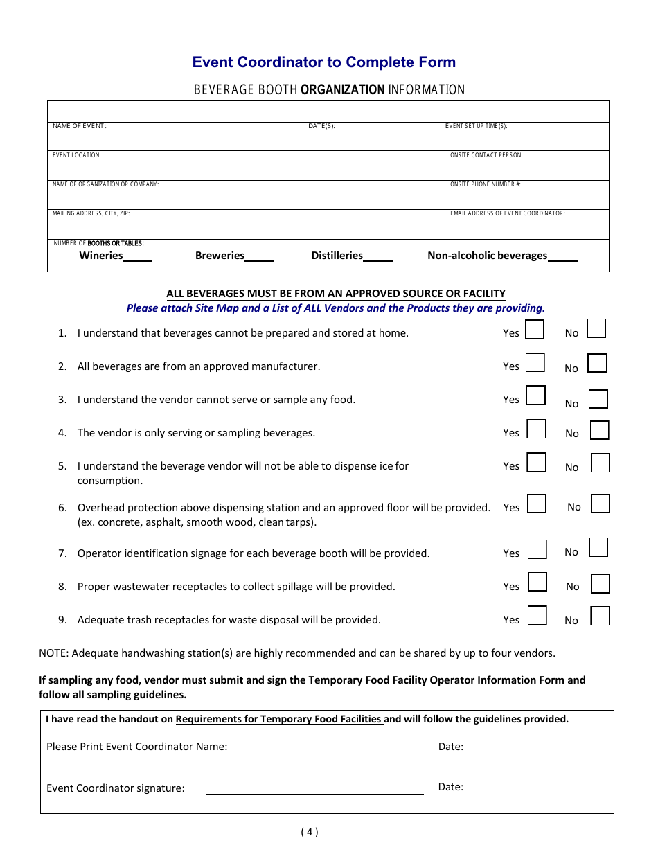 Application for Temporary Food Event Permit - Contra Costa County, California, Page 4