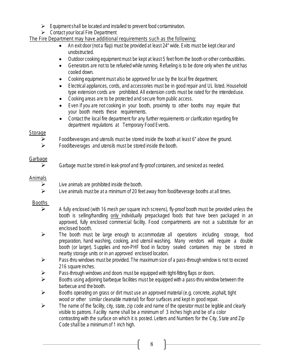 Application for Temporary Food Event Permit - Contra Costa County, California, Page 8