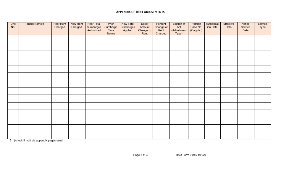 RAD Form 9 Certificate of Rent Adjustment (For Rent-Stabilized Properties Only) - Washington, D.C., Page 3