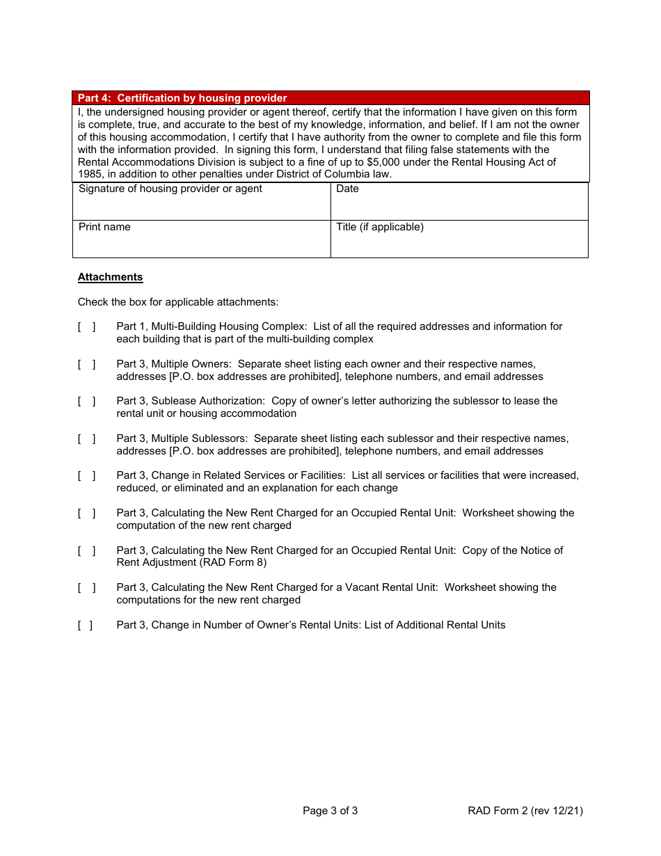 RAD Form 2 Amended Registration - Washington, D.C., Page 3
