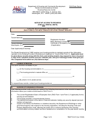RAD Form 5 Notice of Access to Records - Washington, D.C.