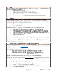 RAD Form 6 Tenant&#039;s Registration of Age or Disability Rent Exemption (For Rent-Stabilized Units Only) - Washington, D.C., Page 2