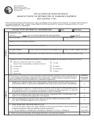 Document preview: Form BGC-025 Application for Registration of Manufacturers or Distributors of Gambling Equipment - California