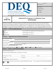 Form MTR-NE Industrial No Exposure Certification Form - Montana