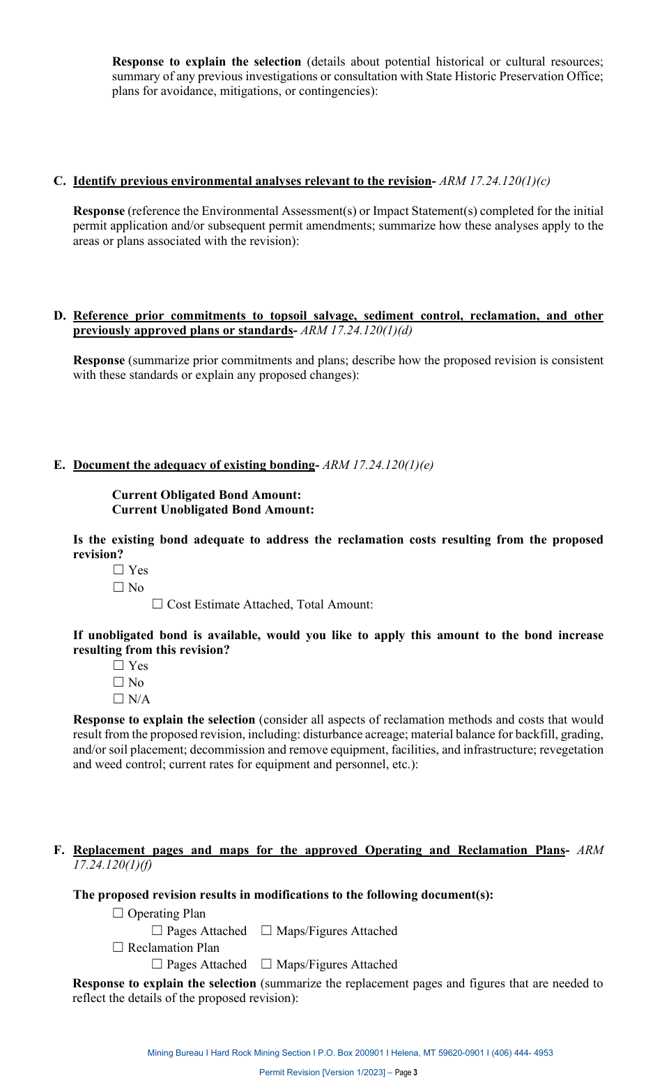 Application for Permit Revision - Hard Rock Mining Operating Permit - Montana, Page 3