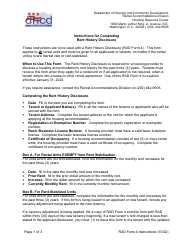 Document preview: Instructions for RAD Form 4 Rent History Disclosure - Washington, D.C.