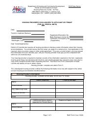 Document preview: RAD Form 3 Housing Provider's Disclosures to Applicant or Tenant - Washington, D.C.