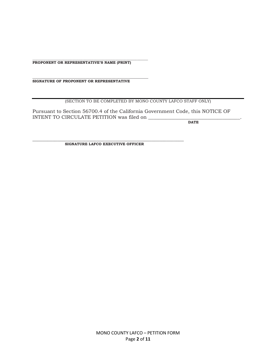 Notice of Intent to Circulate Petition - Mono County, California, Page 2
