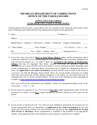Form CFJ-515A Application for Pardon After Probation, Parole or Discharge - Michigan