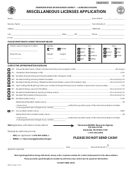 Form WR-0142 Miscellaneous Licenses Application - Tennessee